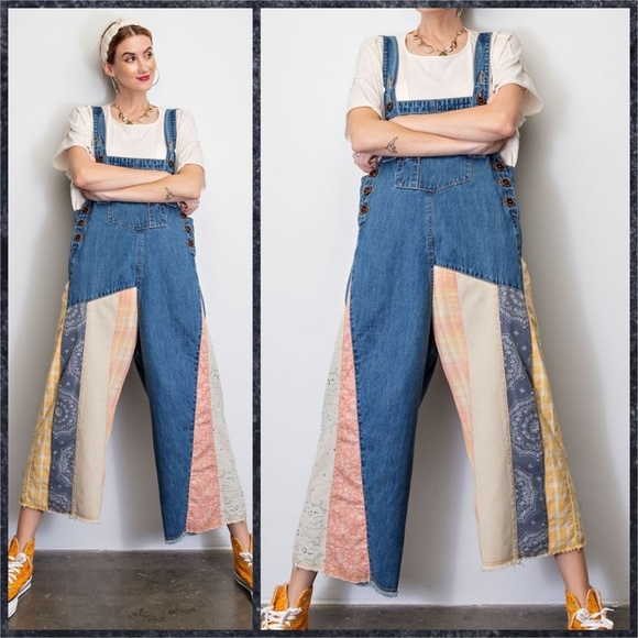 easel Jeans Easel Only 4 Left Only The Best Oversized Denim Overalls Wpatchwork Details